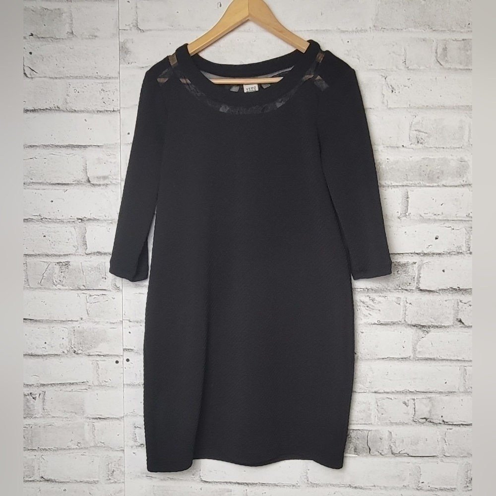 Vero Moda Black Shift Dress • Size Large • 3/4 Sleeve Business Casual